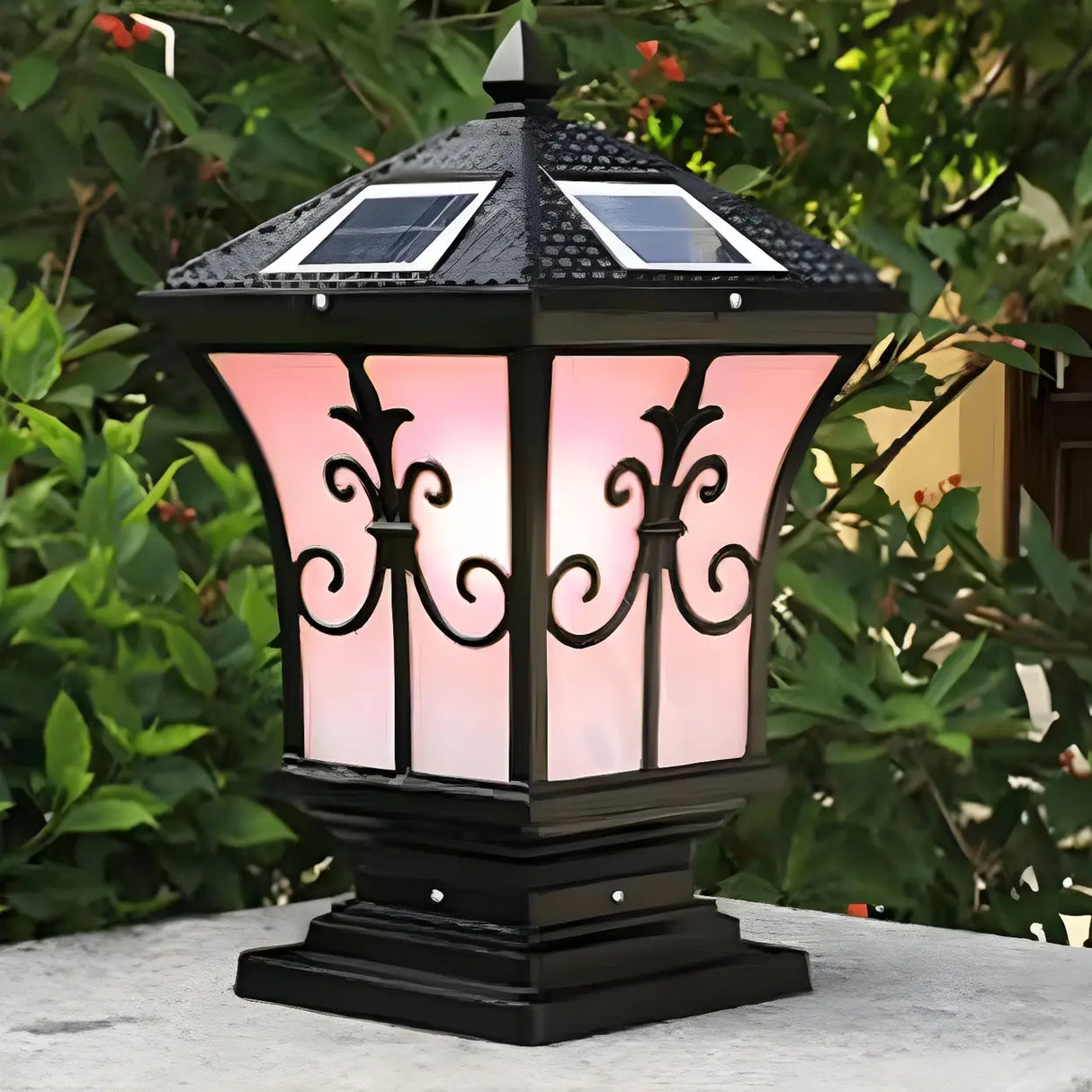 Classic Gold Solar-Powered Outdoor Garden Lantern Lamp Image - 11