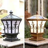 Classic Gold Solar-Powered Outdoor Garden Lantern Lamp Image - 12