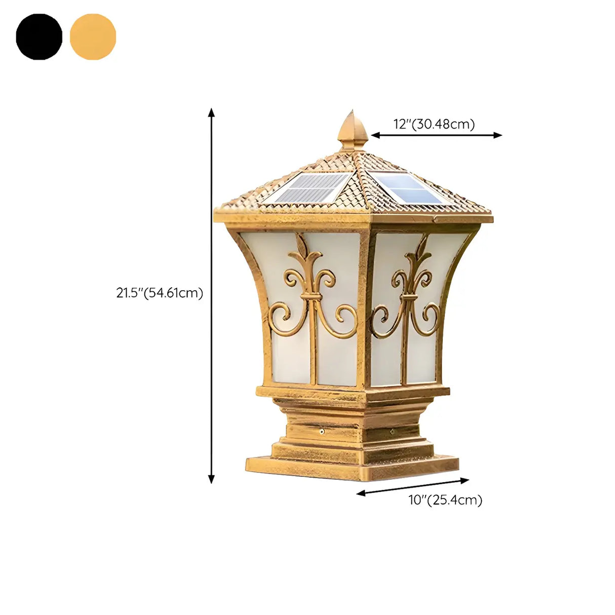 Classic Gold Solar-Powered Outdoor Garden Lantern Lamp 