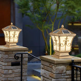 Classic Gold Solar-Powered Outdoor Garden Lantern Lamp Image - 5