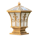 Classic Gold Solar-Powered Outdoor Garden Lantern Lamp Image - 7