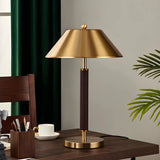 Classic Golden Cone Shade Metal Bedroom Table Lamp Image - 2