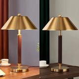 Classic Golden Cone Shade Metal Bedroom Table Lamp Image - 6