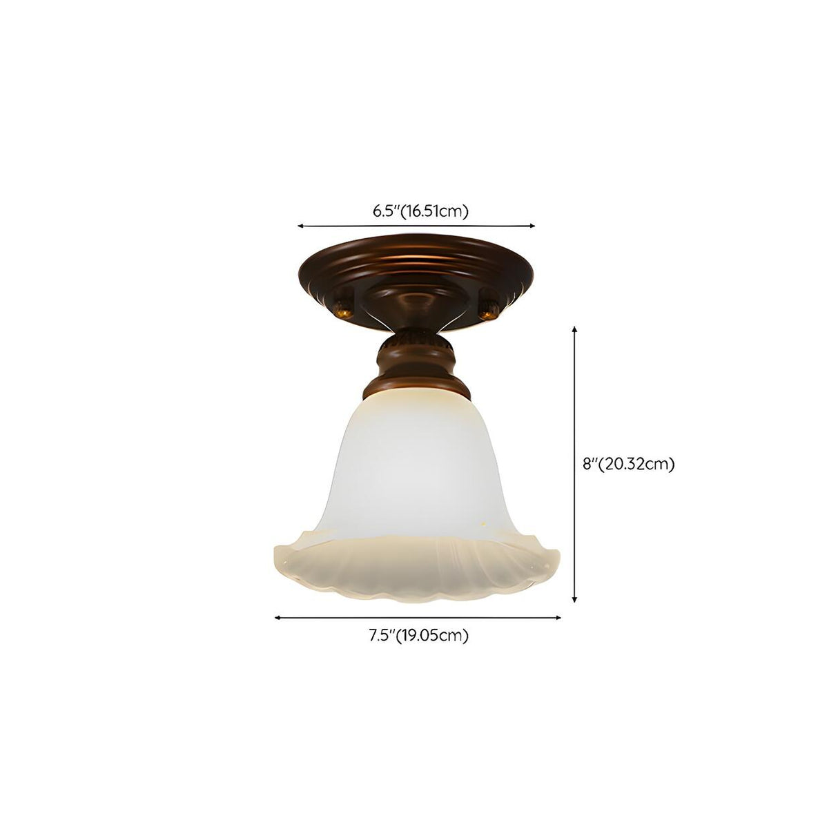 Classic Hallway Flower Glass Semi-Flush Mount Light 