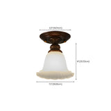 Classic Hallway Flower Glass Semi-Flush Mount Light #size