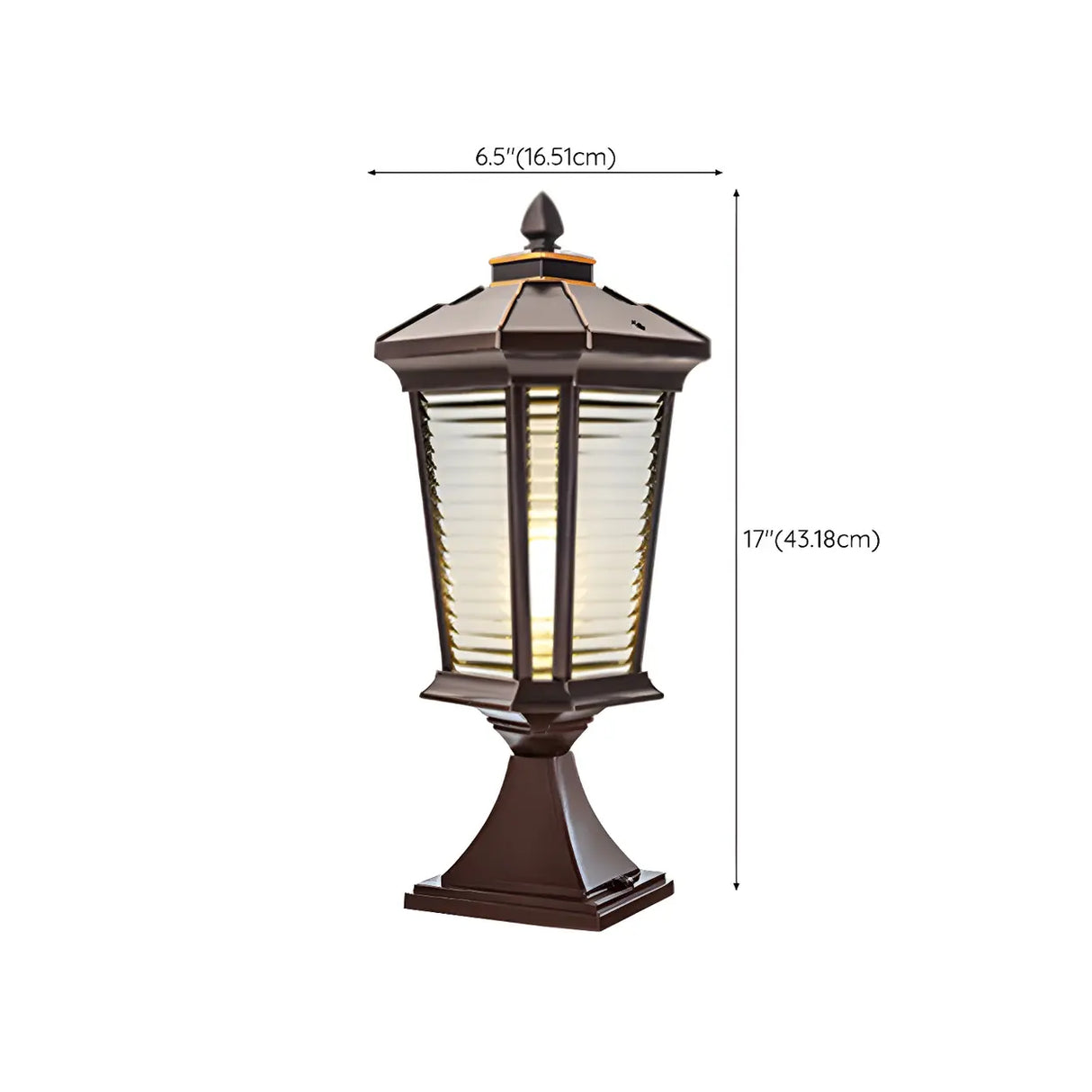 Classic Hexagonal Lantern Metal Post Outdoor Table Lamp 