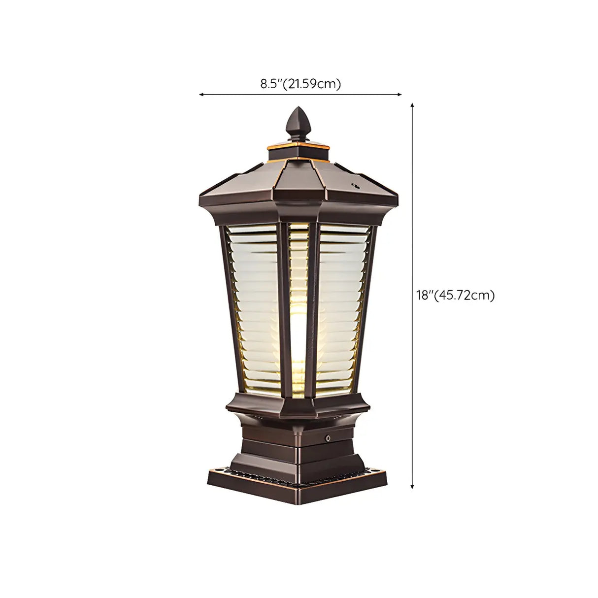 Classic Hexagonal Lantern Metal Post Outdoor Table Lamp Image - 12