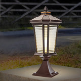 Classic Hexagonal Lantern Metal Post Outdoor Table Lamp Image - 2