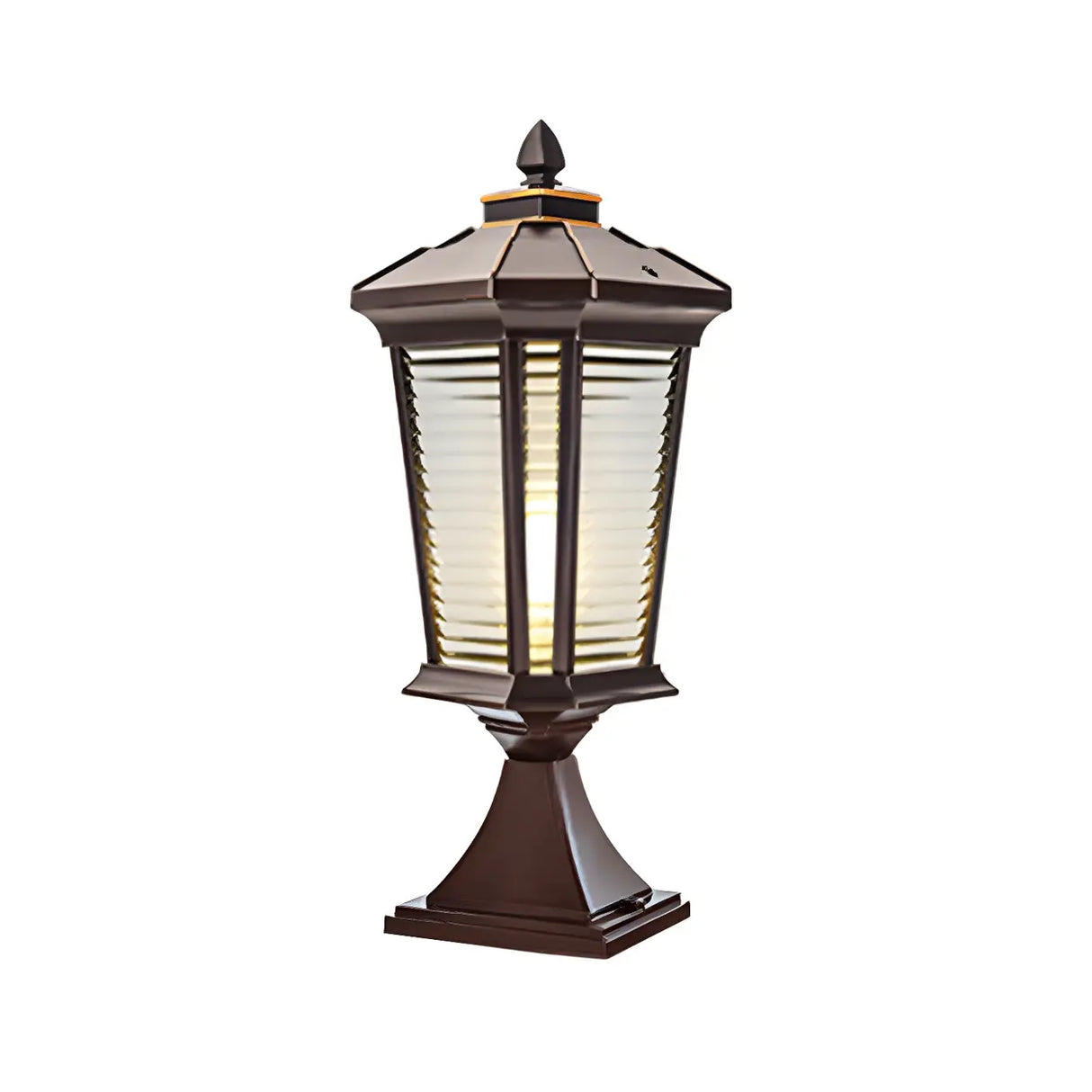 Classic Hexagonal Lantern Metal Post Outdoor Table Lamp Image - 5