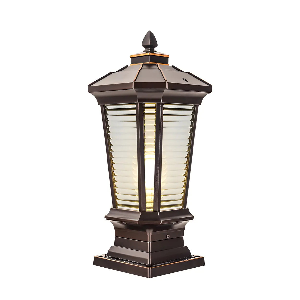 Classic Hexagonal Lantern Metal Post Outdoor Table Lamp Image - 6