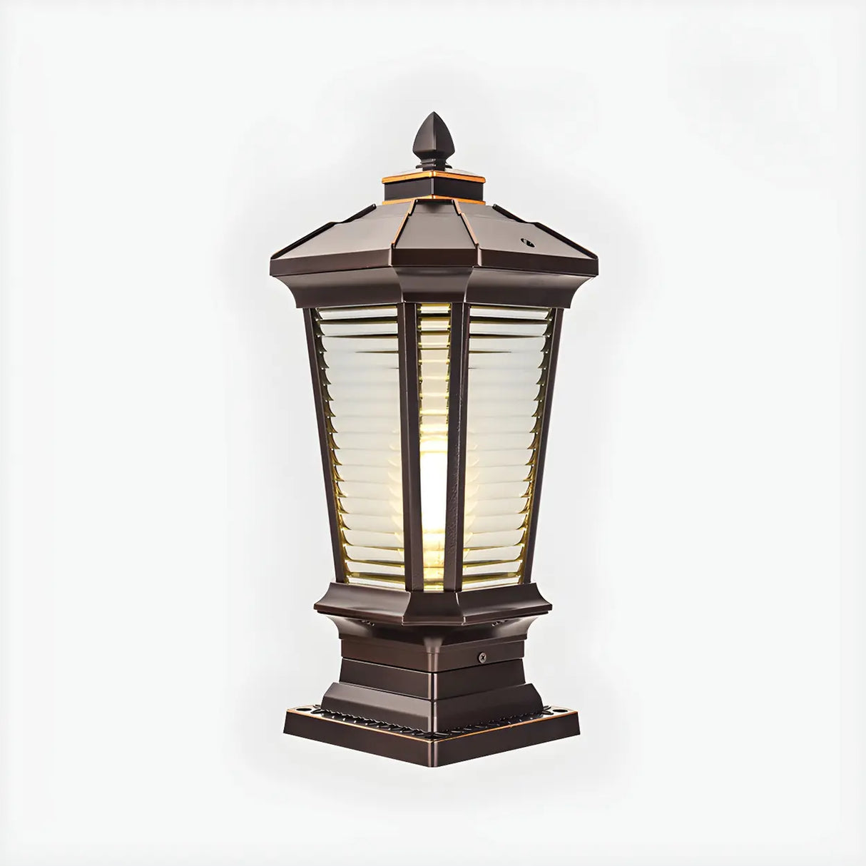 Classic Hexagonal Lantern Metal Post Outdoor Table Lamp Image - 8