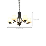 Classic Iron White Glass Chandelier Adjustable Height Image - 25