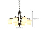 Classic Iron White Glass Chandelier Adjustable Height Image - 28