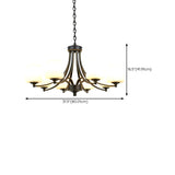 Classic Iron White Glass Chandelier Adjustable Height Image - 29