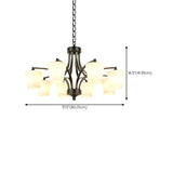 Classic Iron White Glass Chandelier Adjustable Height Image - 30