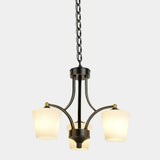 Classic Iron White Glass Chandelier Adjustable Height Image - 4