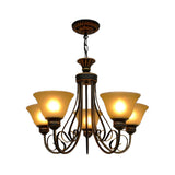 Classic Island Black Frosted Glass Bell Chandelier Image - 3