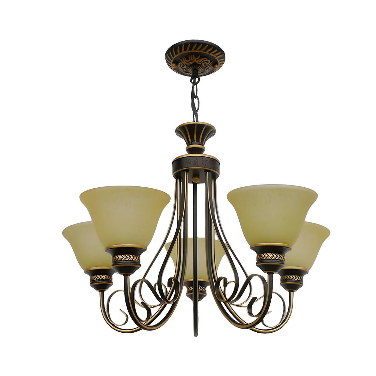 Classic Island Black Frosted Glass Bell Chandelier Image - 4