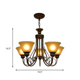 Classic Island Black Frosted Glass Bell Chandelier #size