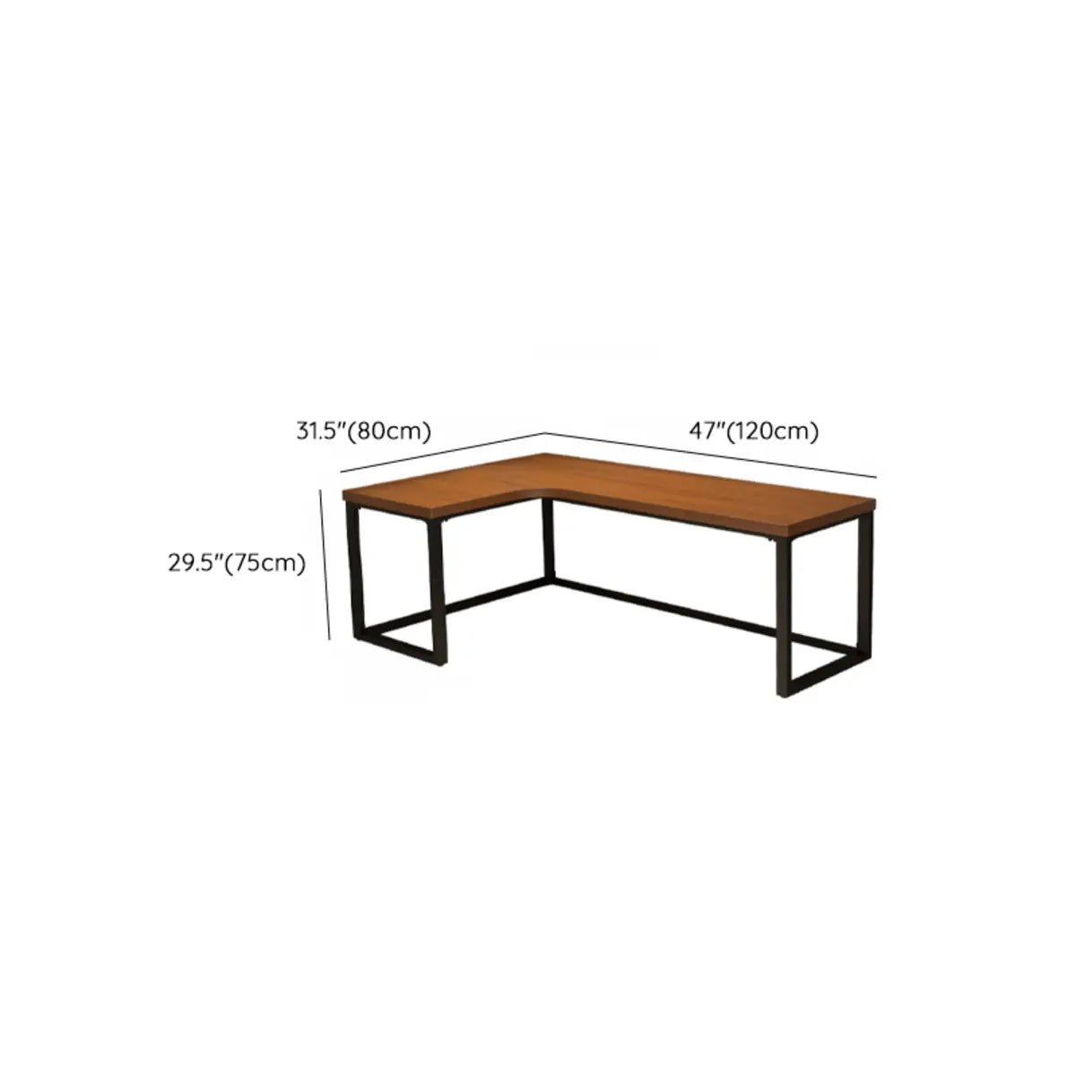 Classic L-Shaped Brown Pine Wood Top Computer Desk 