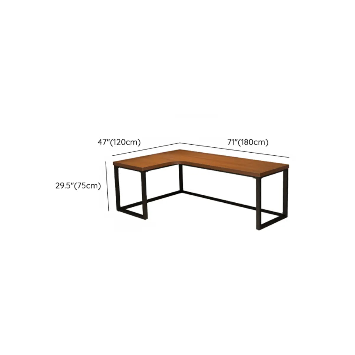 Classic L-Shaped Brown Pine Wood Top Computer Desk Image - 21