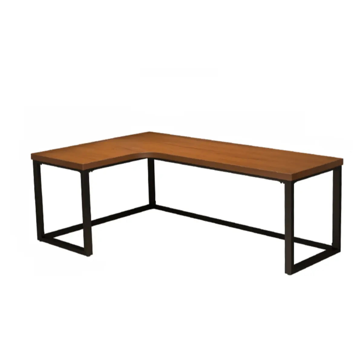 Classic L-Shaped Brown Pine Wood Top Computer Desk Image - 6