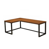 Classic L-Shaped Brown Pine Wood Top Computer Desk Image - 6