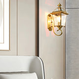 Classic Lantern Gold Glass External LED Wall Lamp Image - 1