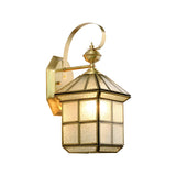 Classic Lantern Gold Glass External LED Wall Lamp Image - 10