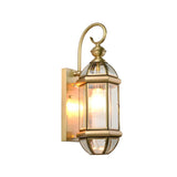 Classic Lantern Gold Glass External LED Wall Lamp Image - 11