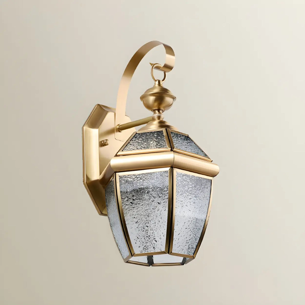 Classic Lantern Gold Glass External LED Wall Lamp Image - 15