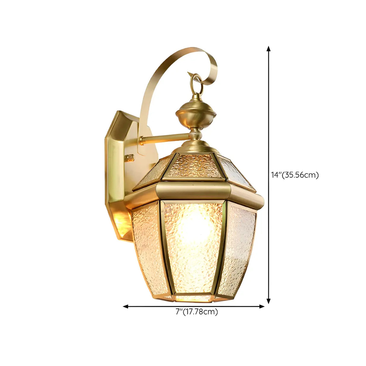 Classic Lantern Gold Glass External LED Wall Lamp 