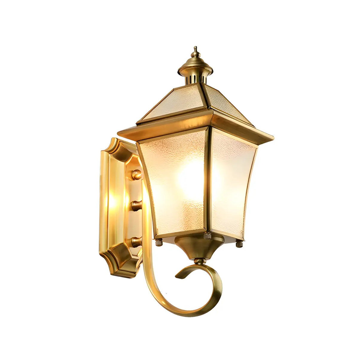 Classic Lantern Gold Glass External LED Wall Lamp Image - 2