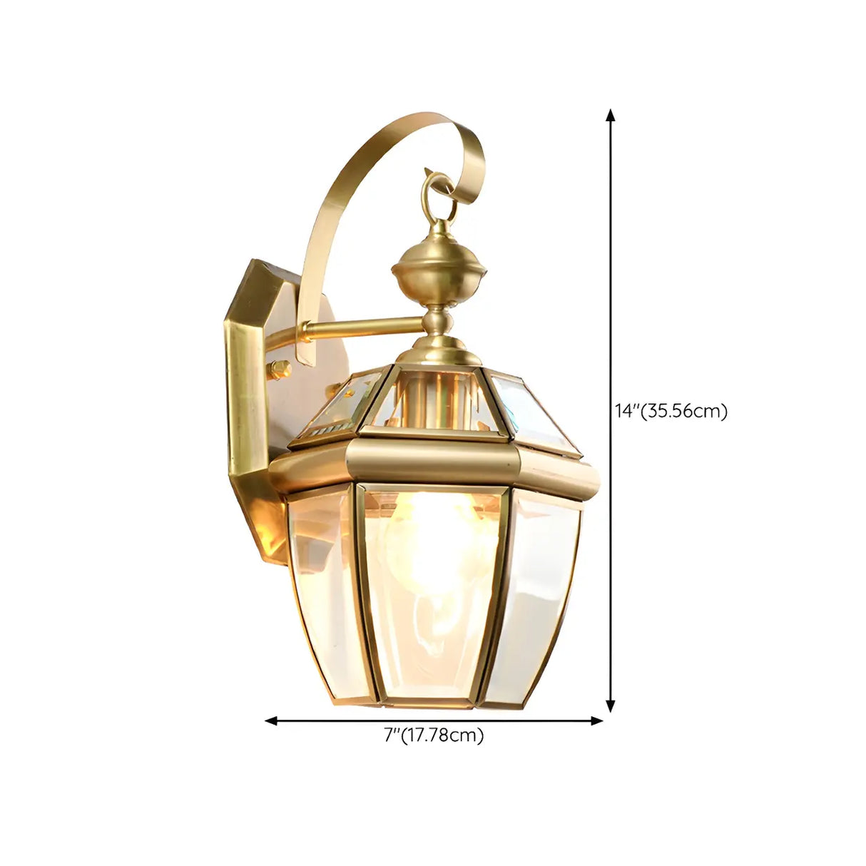 Classic Lantern Gold Glass External LED Wall Lamp Image - 20