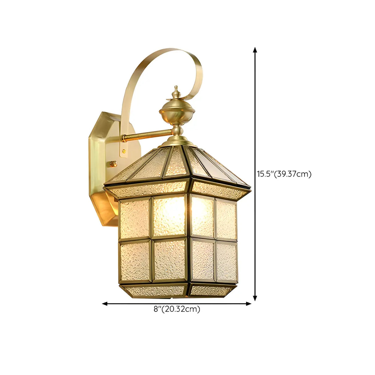 Classic Lantern Gold Glass External LED Wall Lamp Image - 21