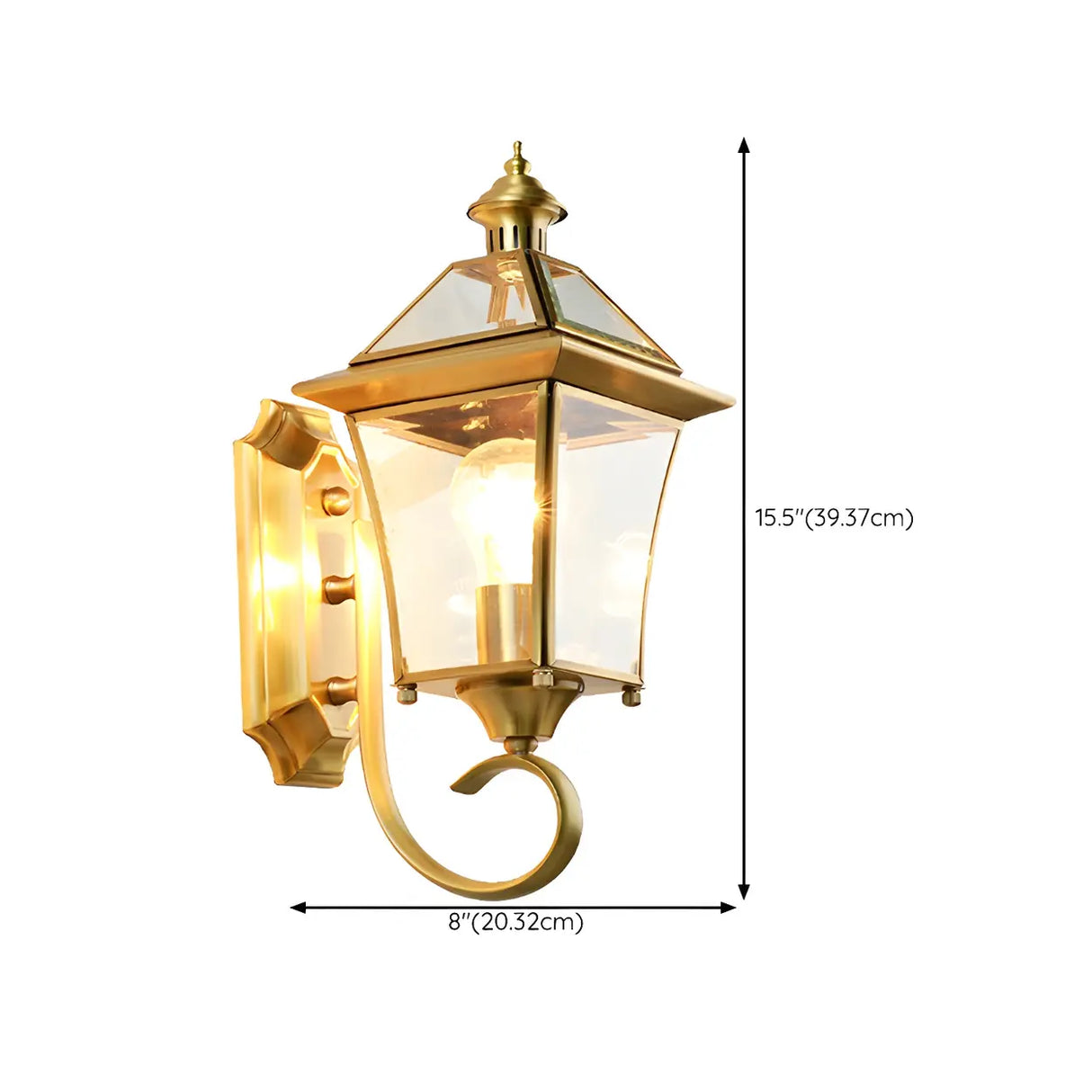 Classic Lantern Gold Glass External LED Wall Lamp Image - 22