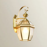 Classic Lantern Gold Glass External LED Wall Lamp Image - 7