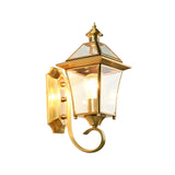 Classic Lantern Gold Glass External LED Wall Lamp Image - 8