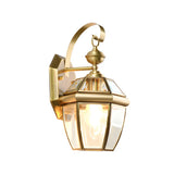 Classic Lantern Gold Glass External LED Wall Lamp Image - 9