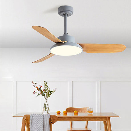 Classic Living Room 3 Blade Wood Ceiling Fan with Light Image - 1