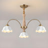 Classic Metal Chain Ceramic White Floral Chandelier Image - 7