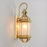 Classic Metal Lantern Clear Glass Wall Light Black Image - 13