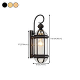 Classic Metal Lantern Clear Glass Wall Light Black #size