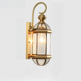 Classic Metal Lantern Clear Glass Wall Light Black Image - 3