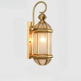 Classic Metal Lantern Clear Glass Wall Light Black Image - 5