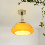 Classic Mini Orange Dome Glass Semi-Flush Mount Light Image - 1