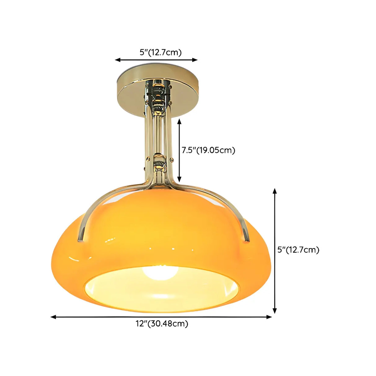 Classic Mini Orange Dome Glass Semi-Flush Mount Light 