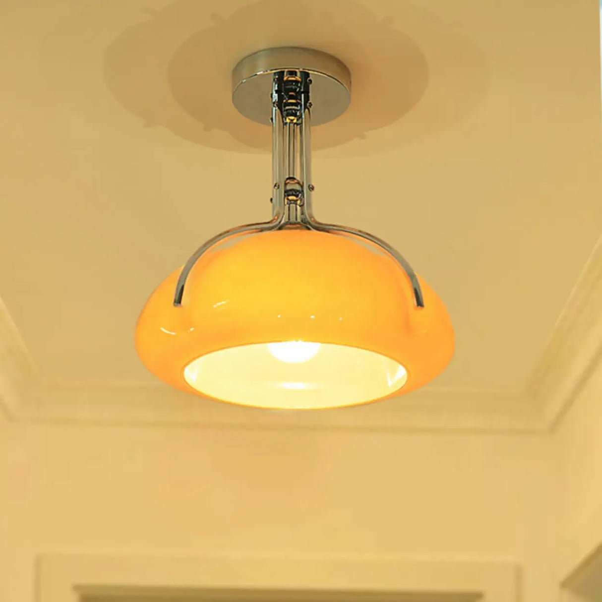 Classic Mini Orange Dome Glass Semi-Flush Mount Light Image - 9