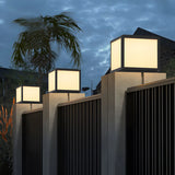 Classic Minimalist Cube Black Post Outdoor Table Lamp Image - 15