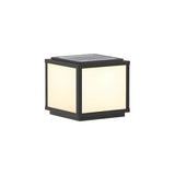 Classic Minimalist Cube Black Post Outdoor Table Lamp Image - 2